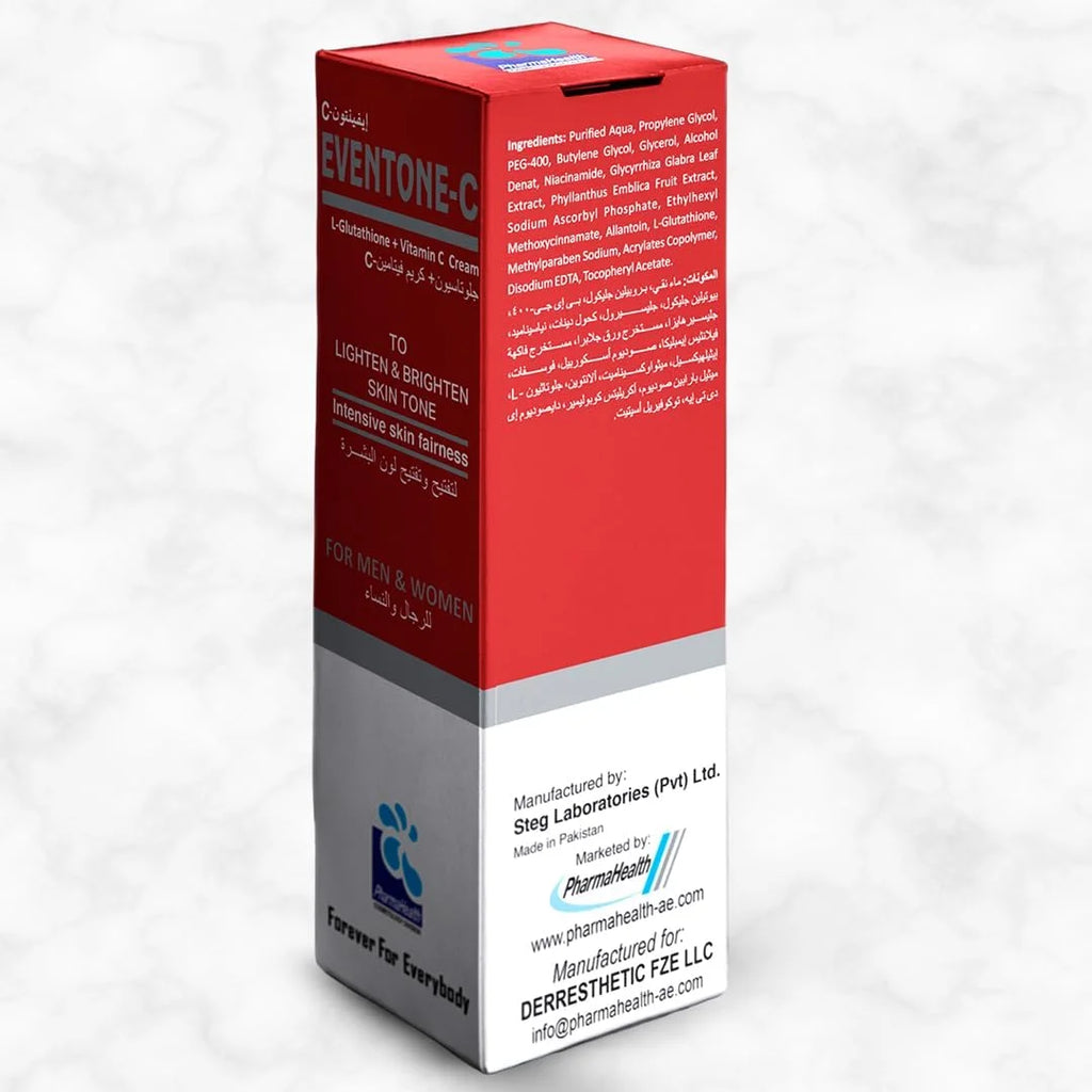 Eventone-C Cream with L Glutathione and Vitamin C: Premier Face Glowing Cream for Radiant, Even-Toned Skin, 30ml