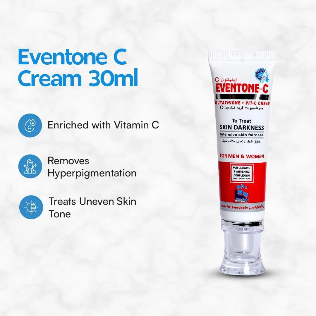 Eventone-C Cream with L Glutathione and Vitamin C: Premier Face Glowing Cream for Radiant, Even-Toned Skin, 30ml