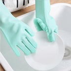 Silicone Dish Washing Gloves – Non-Slip Waterproof Scrubber Gloves for Kitchen Cleaning
