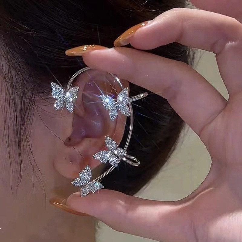 Non-Piercing Ear Cuff Butterfly Earrings - Butterflies Jewelry - Wedding Earrings