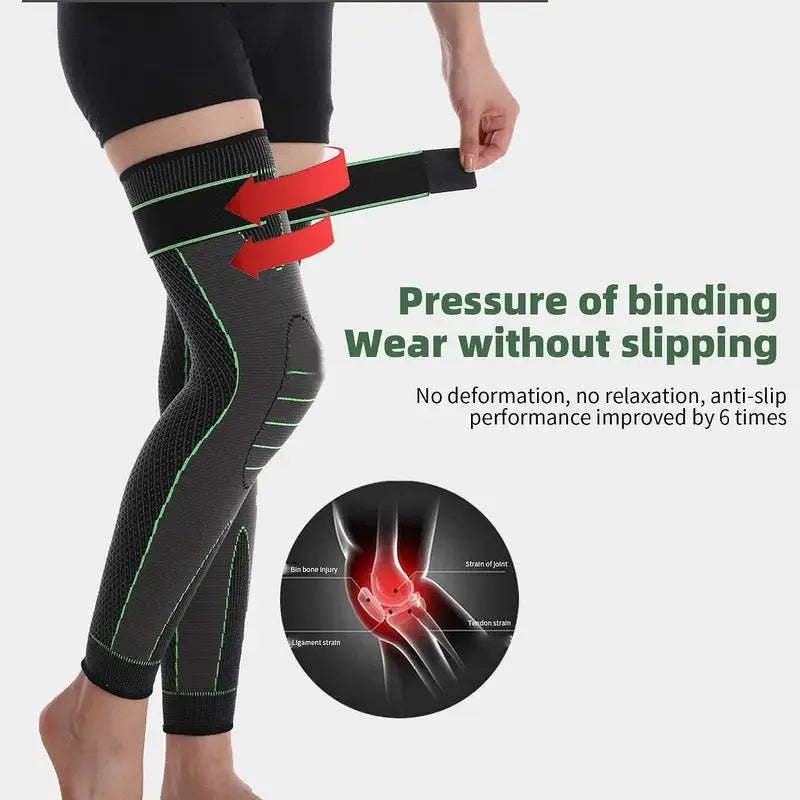 (Pack of 2) Compression Knee Support Sleeve with Adjustable Strap